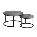NNEED Nesting Coffee Table Round Marble Grey & Black