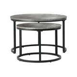 NNEED Nesting Coffee Table Round Marble Grey & Black
