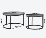 NNEED Nesting Coffee Table Round Marble Grey & Black