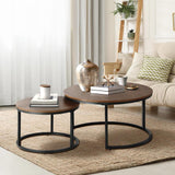 NNEED Set of 2 Nesting Coffee Table Round Walnut&Black