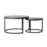 NNEED Set of 2 Nesting Coffee Table Round Walnut&Black