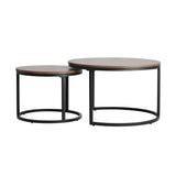 NNEED Set of 2 Nesting Coffee Table Round Walnut&Black