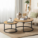 NNEED Set of 2 Nesting Coffee Table Round Marble Natural