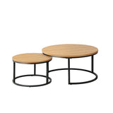 NNEED Set of 2 Nesting Coffee Table Round Marble Natural
