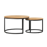 NNEED Set of 2 Nesting Coffee Table Round Marble Natural