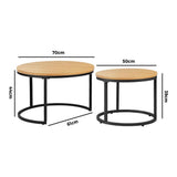 NNEED Set of 2 Nesting Coffee Table Round Marble Natural