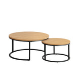 NNEED Set of 2 Nesting Coffee Table Round Marble Natural