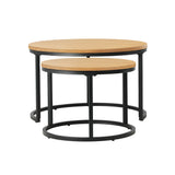 NNEED Set of 2 Nesting Coffee Table Round Marble Natural