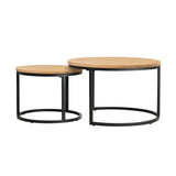 NNEED Set of 2 Nesting Coffee Table Round Marble Natural