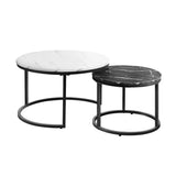 NNEED Set of 2 Coffee Table Round Nesting White & Black