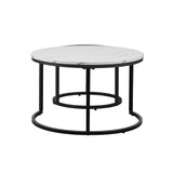 NNEED Set of 2 Coffee Table Round Nesting White & Black