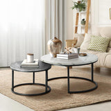 NNEED Set of 2 Coffee Table Round Nesting White & Grey