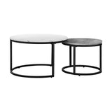 NNEED Set of 2 Coffee Table Round Nesting White & Grey