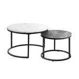 NNEED Set of 2 Coffee Table Round Nesting White & Grey