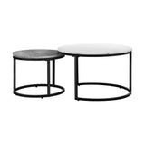 NNEED Set of 2 Coffee Table Round Nesting White & Grey