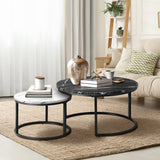 NNEED Nesting Coffee Table Round Marble Black&White