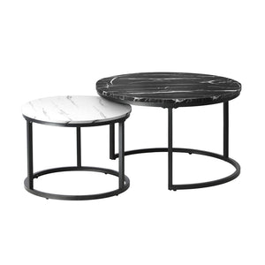 NNEED Nesting Coffee Table Round Marble Black&White