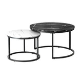 NNEED Nesting Coffee Table Round Marble Black&White