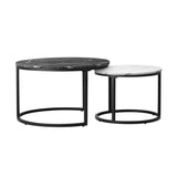 NNEED Nesting Coffee Table Round Marble Black&White