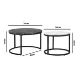NNEED Nesting Coffee Table Round Marble Black&White