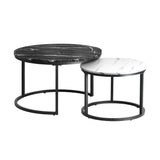 NNEED Nesting Coffee Table Round Marble Black&White