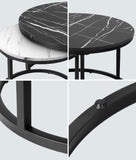 NNEED Nesting Coffee Table Round Marble Black&White
