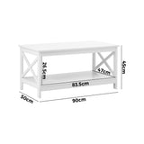 NNEED Coffee Table Storage Rack 2-Tier White
