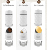 NNEOBA 3 in 1 Portable Manual Espresso Maker Hand Press Coffee Brewer White