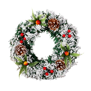 NNEOBA Artificial Christmas Wreath with Berries and Pine Balls