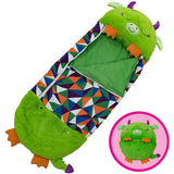 NNEOBA Kids Cartoon Plush Sleeping Bag Pillow Set (Green)