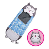 NNEOBA Kids Cartoon Plush Sleeping Bag Pillow Set (Blue)