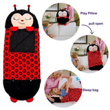 NNEOBA Kids Cartoon Plush Sleeping Bag Pillow Set (Black)