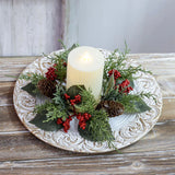 NNEOBA Christmas Candle Wreath with Berry Pinecone
