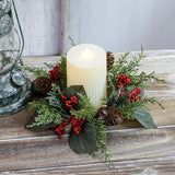 NNEOBA Christmas Candle Wreath with Berry Pinecone
