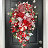 NNEOBA Christmas Candy Cane Swag Door Hanging Wreath