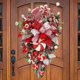NNEOBA Christmas Candy Cane Swag Door Hanging Wreath