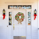 NNEOBA Christmas Vine Wreath with Red Bowknot and Bells