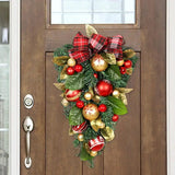 NNEOBA Christmas Door Wreath Upside Down Gold Teardrop Garland