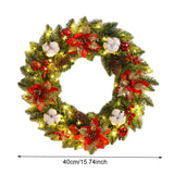 NNEOBA Christmas Wreath with Spruce Pinecones and LED Lights