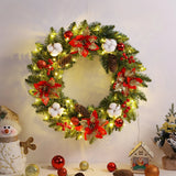 NNEOBA Christmas Wreath with Spruce Pinecones and LED Lights