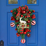 NNEOBA Christmas Red Fruit Elk Wreath Outdoor Hanging Decor