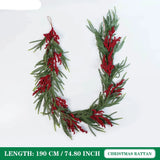 NNEOBA Christmas Garland with Pinecones & Red Berries Wreath