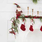 NNEOBA Christmas Garland with Pinecones & Red Berries Wreath
