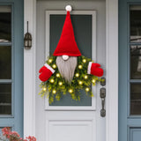 NNEOBA Christmas Gnome Wreath with LED Lights for Front Door
