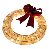 NNEOBA Christmas LED Wreath with Red Bow