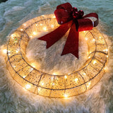 NNEOBA Christmas LED Wreath with Red Bow