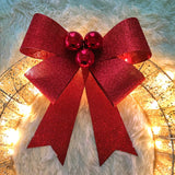 NNEOBA Christmas LED Wreath with Red Bow