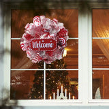 NNEOBA Christmas Pink Wreath with Red Ribbon for Front Door