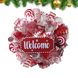 NNEOBA Christmas Pink Wreath with Red Ribbon for Front Door