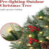 NNEOBA Christmas Planter Lighted Artificial Pine Trees with LED Lights